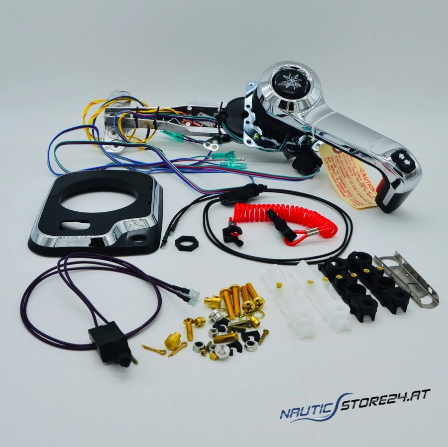 Seastar Xtreme Schaltkasten Seitenmontage Chrome Mit Engine Cut Off Switch , Trim Und Tilt ; Fernbedienung mit Trim und Tilt , Seitenmontage , universal