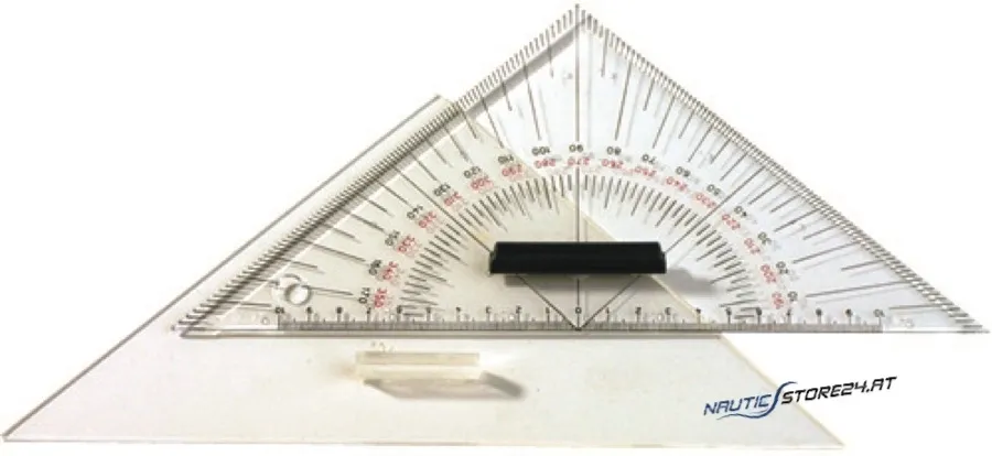 Kursdreieck mit Griff | Ausführung: Kursdreieck, Glasstärke 2mm, Hyptenusenlänge 270mm